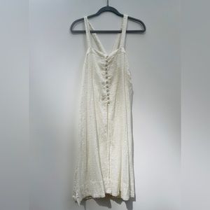 Anthropologie white split long tunic with button detail